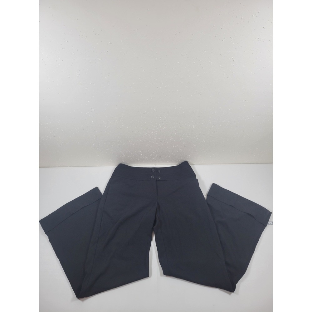 Worthington Dress Pants Womens 8 Black Excellent Wide Leg Cuffed Modern Fit